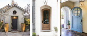 3 door image carousel, all images include a home with focus on single door 